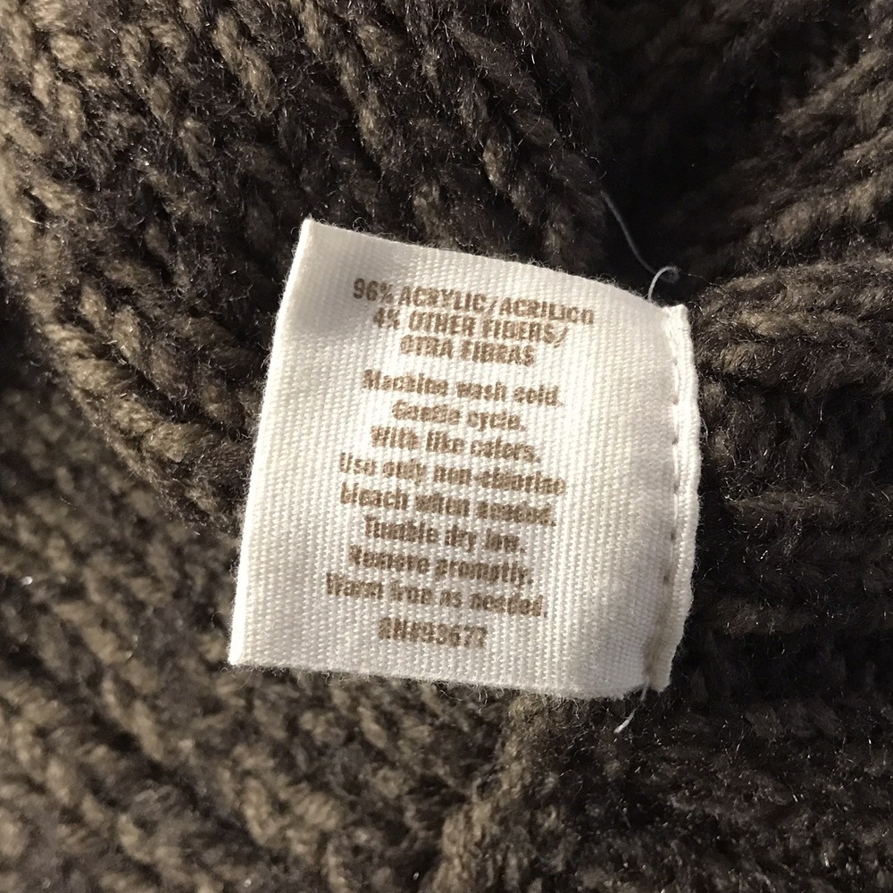 DECREE BROWN CABLE KNIT PONCHO HIGH NECK 3 BUTTON CLOSURE SWEATER WOMENS LARGE - Picture 6 of 7